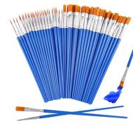 60 Stück Pennelli Rotondi Piatti Piccoli Set,Nylon Acrilici Set,16.5cm Pennelli Tempere Pennello Pittura Piccolo,Set di Pennelli Blu,Piccoli Artistici,per Corpo,Viso,Pietra,Tela,Disegno,Artigianato