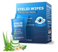 60 Tea Tree Oil Eyelid & Eyelash Cleansing Wipes | Enriched with Aloe Vera, Green Tea, and Chamomile, Alcohol-Free and Plastic-Free