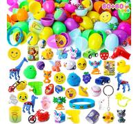 60 uova di Pasqua pre-riempite con giocattoli e adesivi, uova da 6 cm per riempire cestini pasquali, colori vivaci, bomboniere pasquali, per caccia alle uova di Pasqua ed eventi scolastici