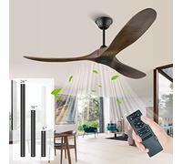 60 '' ventilatore da soffitto senza luce, ventilatori da soffitto esterni, ventilatore da soffitto in legno con telecomando, motore DC silenzioso 6 velocità, ventilatore da soffitto esterno interno