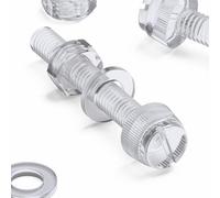 60 viti zigrinate con intaglio in acrilico trasparente M6 x 40 mm