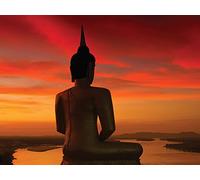 60 x 80 cm Stuart Miele Sole al Tramonto Kit di Accessori sul Mekong Tela Stampa