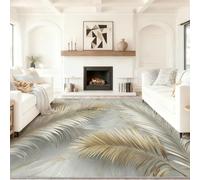 60 x 90 cm Bene Tappeti soggiorno, Grigio Tappeto lavabile a pelo corto per camera da letto, antiscivolo morbido Minimalista Pianta Foglia Di Palma Tappeto stampato per sala da pranzo