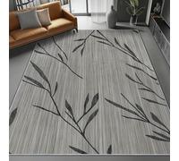 60 x 90 cm Tappeto Lavabile Antiscivolo, Passatoia Pelo Corto Morbido Stampato Disegno Semplice Di Una Foglia per Corridoio Cucina Ingresso Camera da Letto, Interni Casa, Grigio
