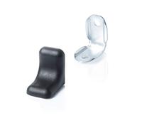 60 x sossai® Connettore per mensola realizzato in acciaio zincato con coperchio / Staffa Angolare / staffe angolari per mensole / staffe fissaggio | BT2 | Colore: nero