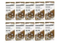 60 x Tipo 312 / PR41 (MARRONE) - RENATA Maratone 312 / 1,40 V / 180 mAh - Pile Batterie per apparecchi acustici - confezione da 60 (10 x 6)