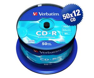 600 CD-R Verbatim Extra Protection 700MB 52X 80 Min Cake Box 43351