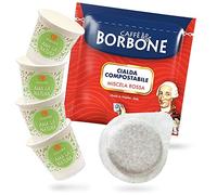 600 Cialde Filtro Carta 44Mm Caffe' Borbone Miscela Rossa + Bicchierini in carta Macché