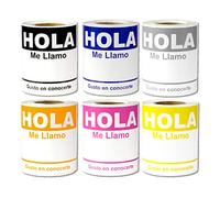 600 etichette, 4 x 2-5/16", 6 colori - Hola me Llamo Labels, Visitor Labels, Spagnolo Nome Badge Etichette / Spanish Hello My Name is Stickers, Name Badge Stickers