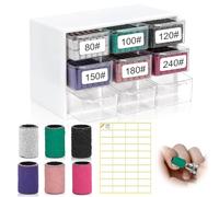 600 fasce abrasive per trapano per unghie, 6 grossolane fini 80/100/120/150/180/240, con scatola e adesivo, per unghie acriliche, gel, manicure e pedicure