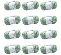 600 g di filato per lavorare a maglia e uncinetto, 12 gomitoli da 50 g, 100% cotone, morbida lana per uncinetto, multicolore (verde)