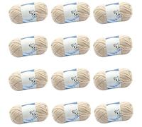 600 g di filato per lavorare a maglia e uncinetto, 12 gomitoli da 50 g, 100% cotone, morbida lana per uncinetto, multicolore (color crema)