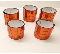 600 mini quadrati a specchio autoadesivi, 10 x 10 mm, in vero vetro, adesivi decorativi, accessori fai da te, specchi, piastrelle a mosaico (arancione specchio, 600 pezzi)