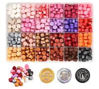 600 PCS Kit Ceralacca Perline, Ottagonali di Cera In 24 Colori con Scatola di Immagazzinaggio, Sigillo di Cera per Timbro di Candela per Decorare Buste, Partecipazioni di Nozze, Festival Cartoline (B)
