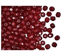 600 perline di vetro sfaccettato ceco, lucidate a fuoco, rotonde 4 mm, rubino scuro (granato)