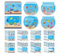 600 Pezzi 3D Stickers Scene Animali Marini Adesivi, 32 Set DIY Pesce Adesivi Bambini, per Bambini con Pesce in Miniatura, Ritagli per Acquario con Animali Marini, per Decorazione Estiva da Parete