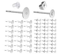 600 pezzi Earring Posts and Earring Backs, 200 Perni per Orecchini Rotondi Piatti in Acciaio Inossidabile, 200 Schienali per Orecchini a Farfalla, 200 Schienali Orecchini Silicone