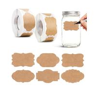 600 pezzi Etichette Kraft Adesive,Etichette Regalo Adesive, Adesivi Vuoti per Bottiglie Marmellata Barattoli,Etichette Autoadesive Barattoli di Vetro Per Barattoli di Spezie, Sacchetti Regalo, Buste