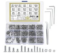 600 Pezzi M2/M2.5/M3 Viti a Testa Cilindrica Esagono Incassato Bulloni e Dadi, Viti a Testa Svasata Croce Esagonale in Acciaio Inossidabile con Dadi Bulloni per Mobili Garage Casa