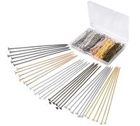 600 Pezzi Testa Piatta Perni A Testa Placcati in Oro, 5cm/2in Chiodini Piatta Testa,6 Colori Chiodini Orecchini,Chiodini da Bigiotteria,pour Bracelets Colliers Boucles D'oreilles Réparation de Bijoux