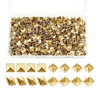 600 PzRivetti Punk, Borchie Piramidali Decorative Ribattini, 10mm Rivetti a Vite Piramidale, Rivetti a Punta Quadrati in Metallo,Borchie per Tessuti Abbigliamento Scarpe Pelle Jeans Cintura(Oro)