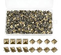 600 PzRivetti Punk, Borchie Piramidali Decorative Ribattini, 10mm Rivetti a Vite Piramidale, Rivetti a Punta Quadrati in Metallo,Borchie per Tessuti Abbigliamento Scarpe Pelle Jeans Cintura(Bronzo)