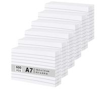 600 schede A7, 150 g/m², a righe, bianche, su entrambi i lati, scrivibili, per l'apprendimento del vocabolo, forniture scolastiche, forniture per ufficio (10,5 x 7,4 cm)