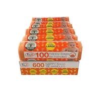 600 Tidyz - Sacchetti per pannolini usa e getta, extra large, con manici per legare, realizzati con almeno il 30% di plastica riciclata. Su un rotolo per la sicurezza. Adatto per pannolini, salviette
