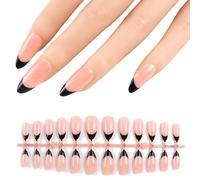 600 unghie finte a mandorla, a pressione, con punta francese, ballerine, copertura completa, per manicure