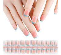 600 unghie finte a mandorla, a pressione, con punta francese, ballerine, copertura completa, per manicure