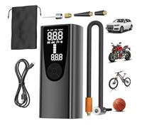 6000mah Compressore Aria Portatile Auto, Elettrico Pompa Elettrica per Bicicletta, Compressore Pneumatici per Auto Ricaricabili con 4 Ugelli Diversi per Auto, Moto, Biciclette e Palloni