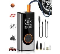6000mAh Compressore Aria Portatile Auto - Mini Portable Electric Air Compressor con Banca di potere & Torcia LED, Senza fili/Con cavo, Pompa per Bicicletta per Auto, Moto, Bicicletta, Palla