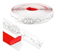 600cm*3.6cm Modanatura Adesiva, Rifiniture da Parete, 3D Finitura Decorativa per Bordi Specchio, Mobili, Cornici Porte, Soffitti, Home Decoration(Bianco con Argento)