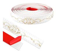 600cm*3.6cm Modanatura Adesiva, Rifiniture da Parete, 3D Finitura Decorativa per Bordi Specchio, Mobili, Cornici Porte, Soffitti, Home Decoration(Bianco con Oro)