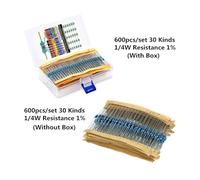 600PCS/LOT 1/4W Metal Film Resistor Kit 1% Resistor Assorted Kit Set 10-1M Ohm Resistance Pack 30 Values each 20 pcs CZAOINCU(300pcs Without Box)