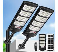 600W Lampione Solare Led Esterno 2 pezzi,IP66 Impermeabile Faretto Stradale con Sensore di Movimento,6500K Lampioni da Giardino Esterno Solari per Garage Strada