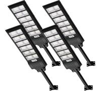 600W Lampione Solare LED Esterno con Telecomando 4 PACK, 6500K 1080 LEDs Lampioni Solari a LED da esterno con Sensore di Movimento,3 Modi Lampione Solare, IP65 Impermeabile Lampione per Giardino