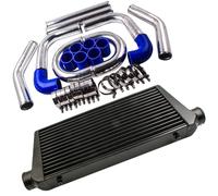 600x300x76mm Universal Front Mount Intercooler Kit Black Core Piping Pipe Kit