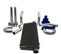 600x300x76mm Universal Intercooler Core in Alluminio + Blue Hose Piping Pipe Kit