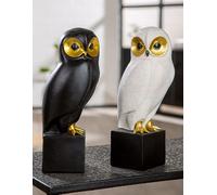 60110 Scultura Gufo Ophelia Nero o Bianco Resina Sintetica Altezza 26,5 CM