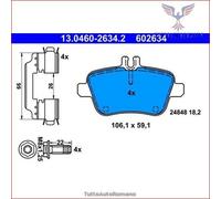 602634 Kit pastiglie pattini freno Ate Posteriore per MERCEDES CLASSE GLA 250 2