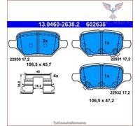 602638 Kit pastiglie pattini freno Ate Posteriore per CHEVROLET TRAX OPEL MOKKA