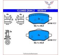 602644 Kit pastiglie pattini freno Ate Posteriore per CITROEN C4 III DS OPEL CO