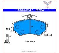 602934 Kit pastiglie pattini freno Ate Anteriore per AUDI CABRIOLET QUATTRO COU