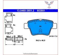 603851 Kit pastiglie pattini freno Ate Posteriore per PEUGEOT 207/207+ 207