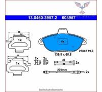 603957 Kit pastiglie pattini freno Ate Anteriore per CITROEN EVASION JUMPY I FI