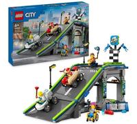 Lego city 60460 nessun limite: gara sulla pista a rampe, giocattolo con 2 modelli di auto e 4 minifigure, giochi bambini 6+