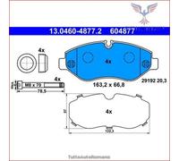 604877 Kit pastiglie pattini freno Ate Anteriore per MERCEDES eSPRINTER Electri
