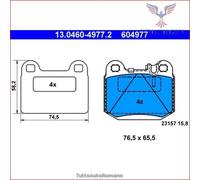 604977 Kit pastiglie pattini freno Ate Posteriore per MERCEDES CLASSE M ML