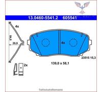 605541 Kit pastiglie pattini freno Ate Anteriore per MITSUBISHI OUTLANDER III E
